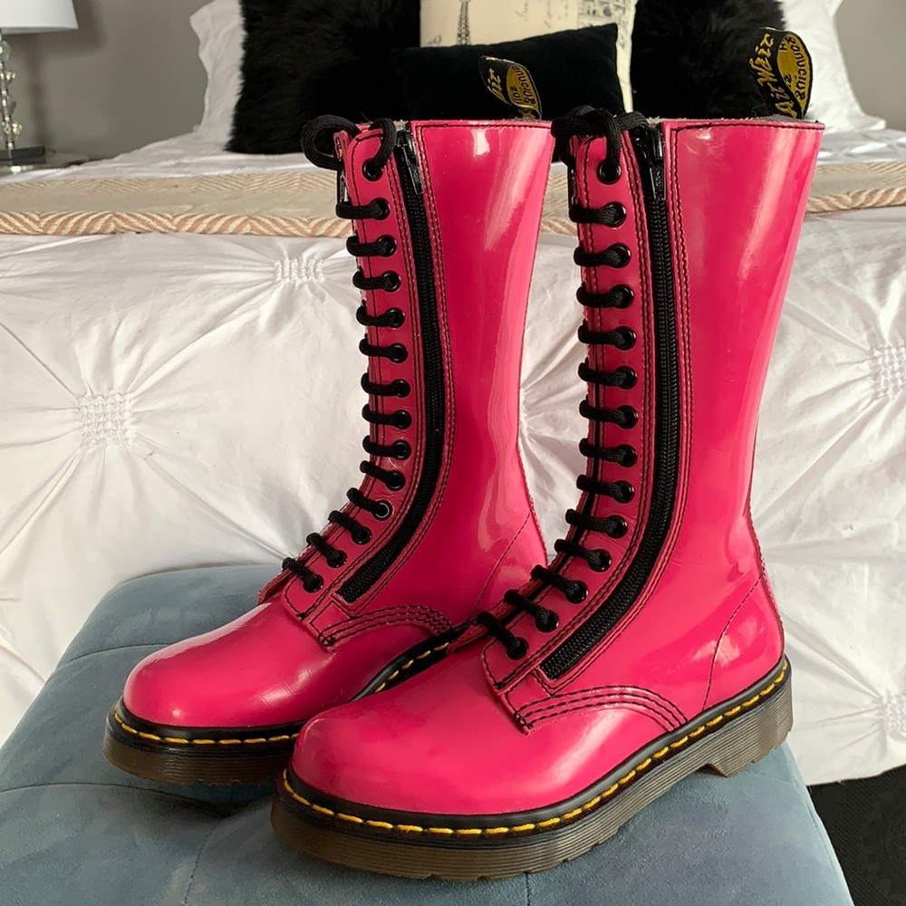 Hot pink patent dr.martens rare zipper 14i docs size US 5